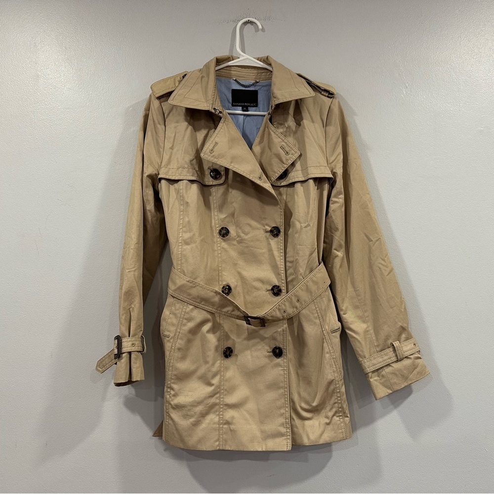 Banana Republic Light Tan Belted Trench Coat Medium M